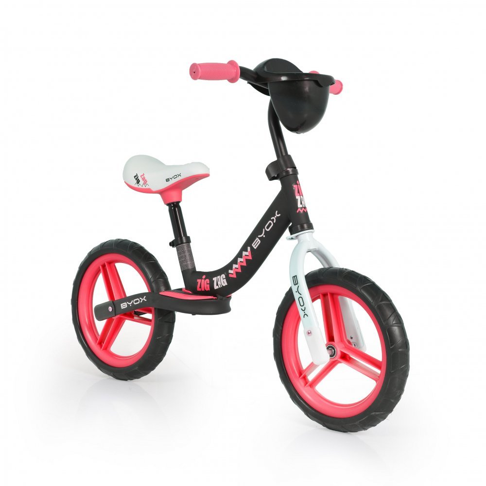 Bicicleta copii fara pedale Byox Zig-Zag Red 12 inch, roti din cauciuc EVA, scaun ajustabil pe inaltime de la 36 cm pana la 45 cm, de la 2 ani pana la greutatea maxima admisa de 20 kg – imaginea 2