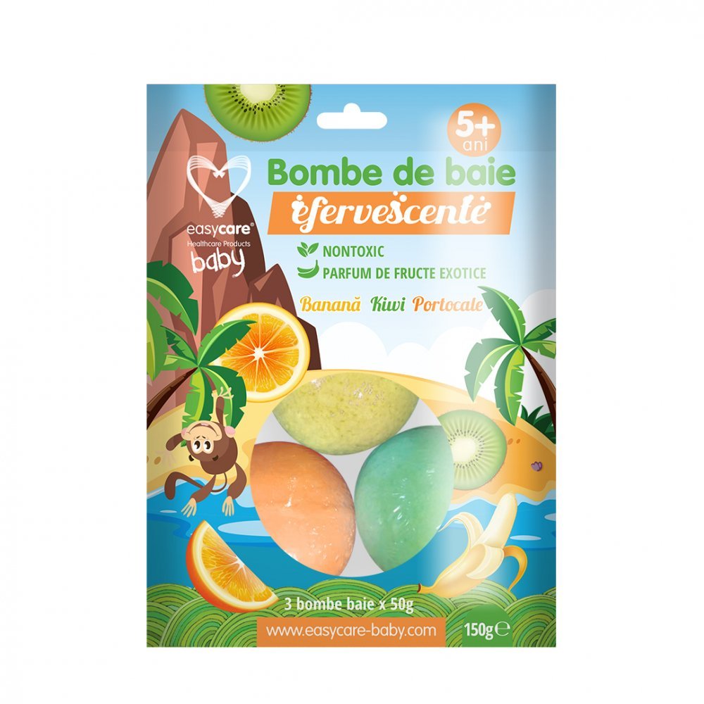 Bombe de baie EASYCARE BABY efervescente copii fructe exotice 3 bucpunga