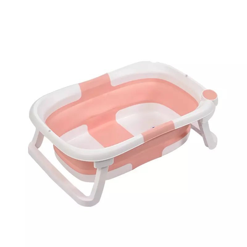 Cadita Little Mom Pink pliabila, cu termometru, margini rotunjite, dop evacuare, tratata anti-mucegai, dimensiuni 60,5 x 43 x 20,5 cm – imaginea 3