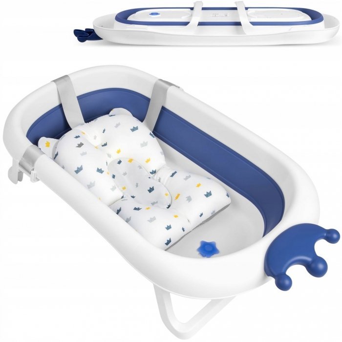 Cadita de baie cu dop de scurgere si pernita inclusa Ricokids albastru – imaginea 8