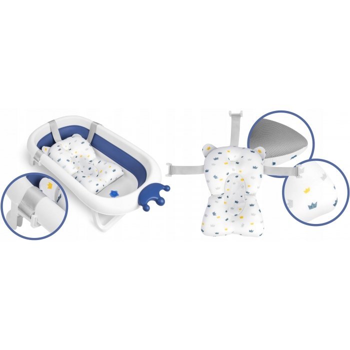 Cadita de baie cu dop de scurgere si pernita inclusa Ricokids albastru – imaginea 5