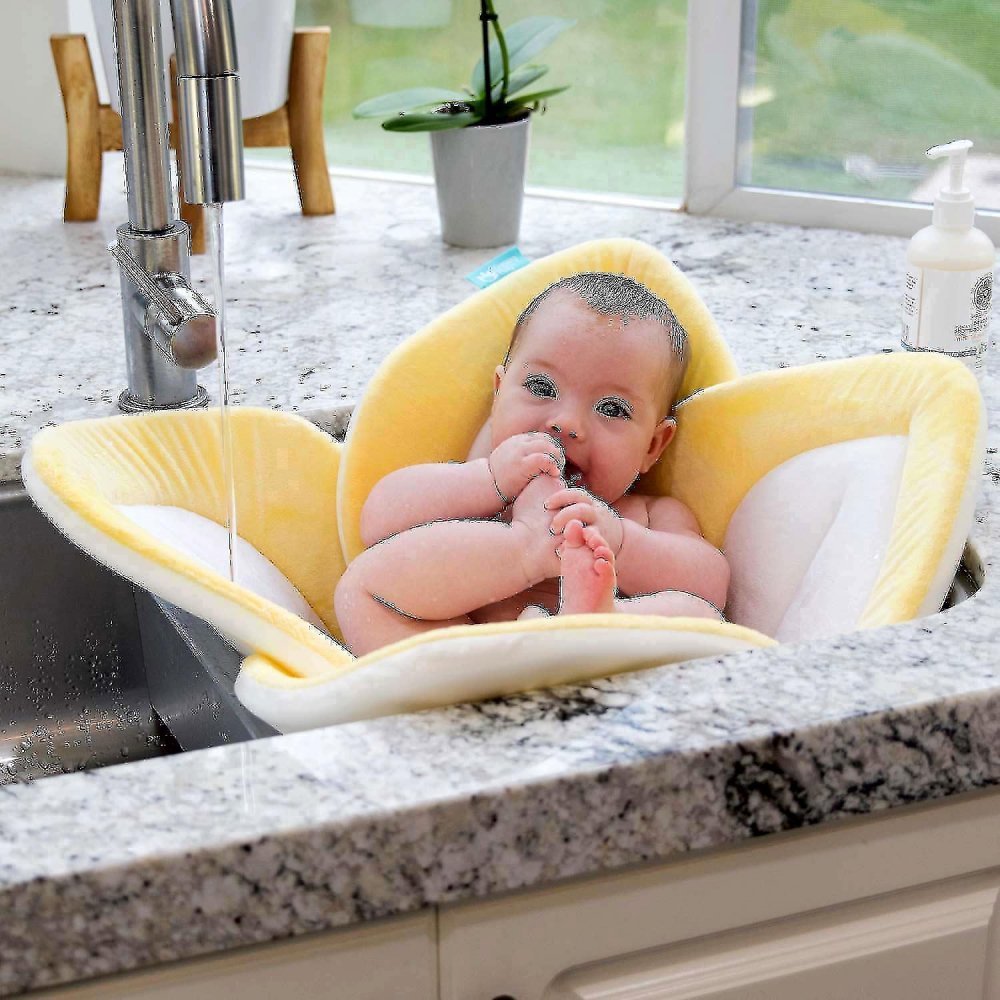 Cadita de plus si salteluta de joaca Lotus BloomingBath Galben – imaginea 3