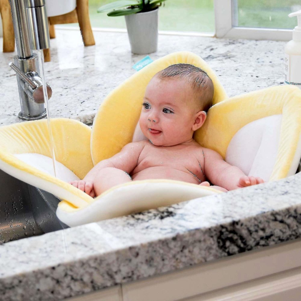 Cadita de plus si salteluta de joaca Lotus BloomingBath Galben – imaginea 4