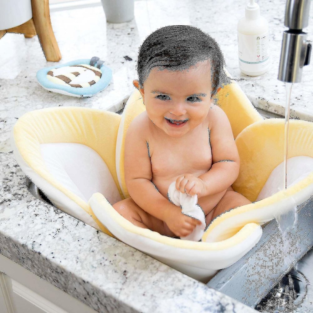 Cadita de plus si salteluta de joaca Lotus BloomingBath Galben – imaginea 5
