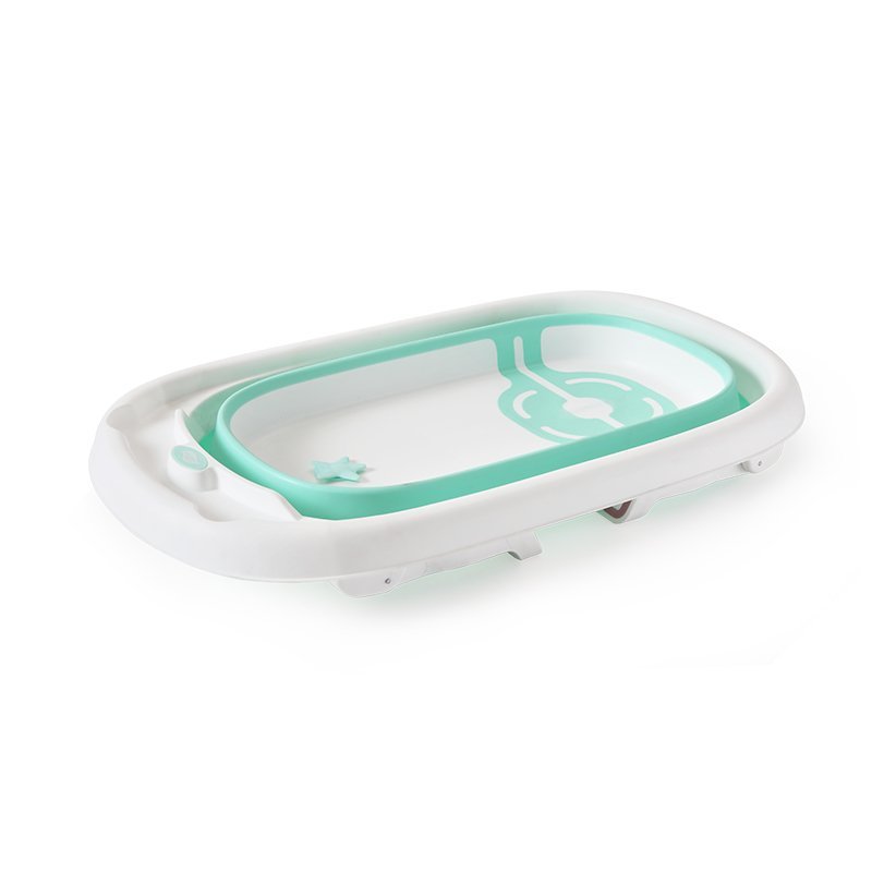Cadita bebelusi Little Mom Fold Mint pliabila, cu dop evacuare, picioare cu material antiderapant, margini rotunjite – imaginea 6