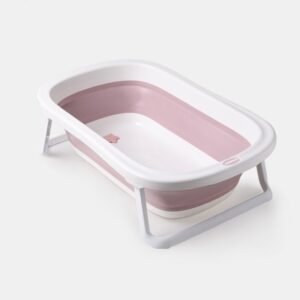 Cadita Little Mom Fold Purple pliabila, cu dop evacuare, picioare cu material antiderapant, margini rotunjite