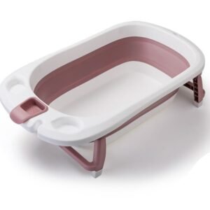 Cadita Little Mom Lemon Bathtub Pink pliabila, cu margini rotunjite, dop evacuare, senzor temperatura