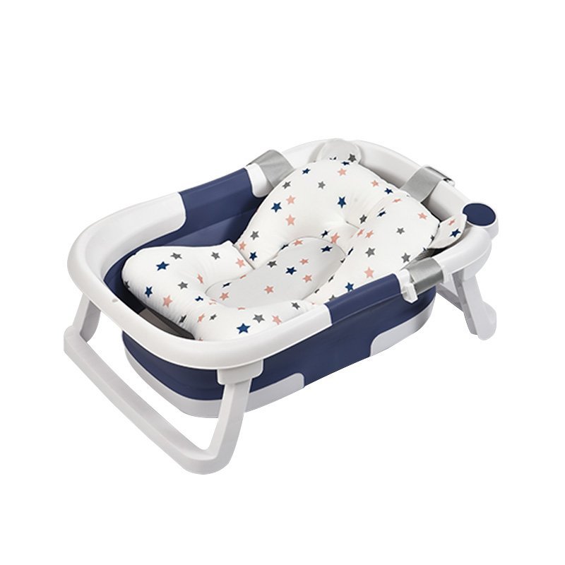 Cadita bebelusi ultrapliabila Little Mom Blue, cu pernuta moale plutitoare, termometru incorporat, display digital, cu dop pentru evacuarea apei, suport cap de dus, antiderapant, material Non-Toxic – imaginea 6
