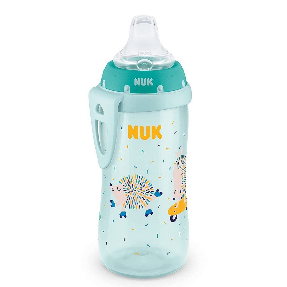 Cana Nuk Active 300 ml cu adaptor silicon de la 12 luni verde
