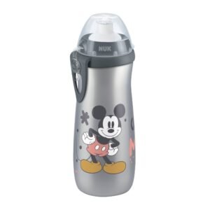 Cana Nuk sport 450 ml cu adaptor Push-Pull de la 36 luni Mickey argintiu