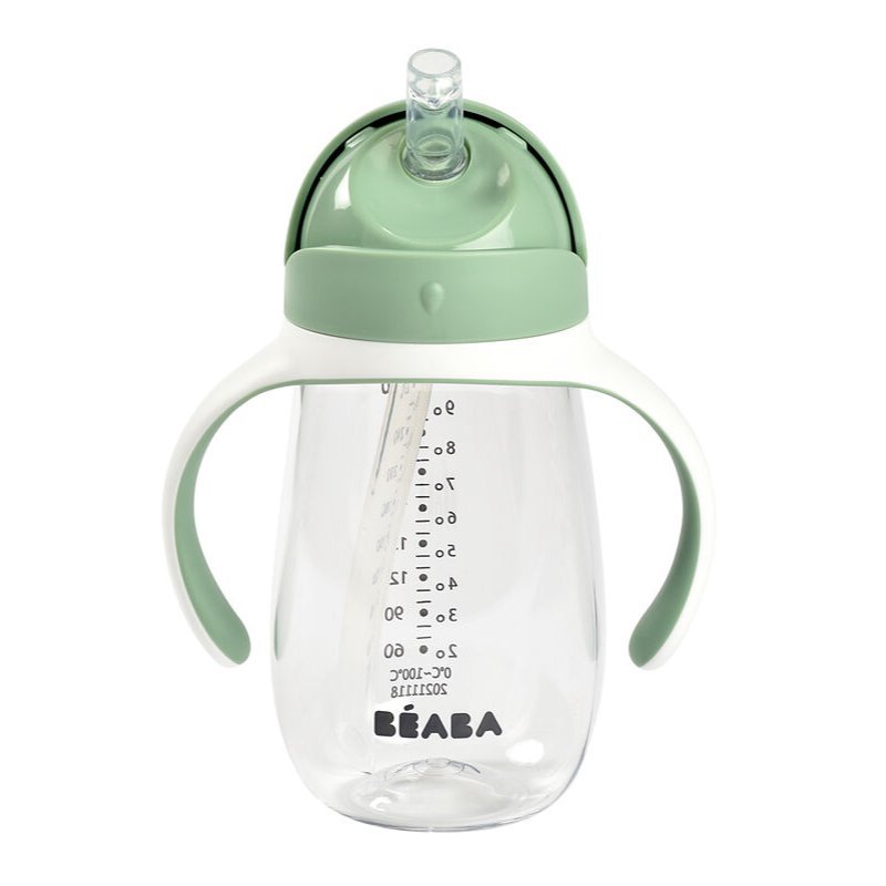 Cana cu pai din tritan Beaba 300 ml Sage Green – imaginea 5