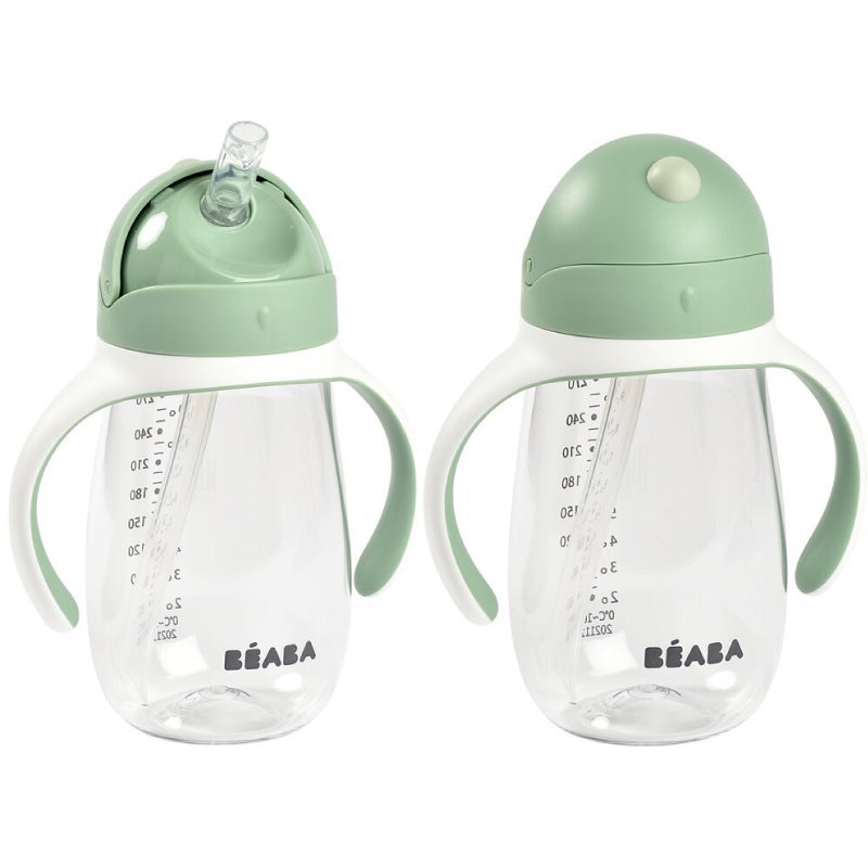 Cana cu pai din tritan Beaba 300 ml Sage Green