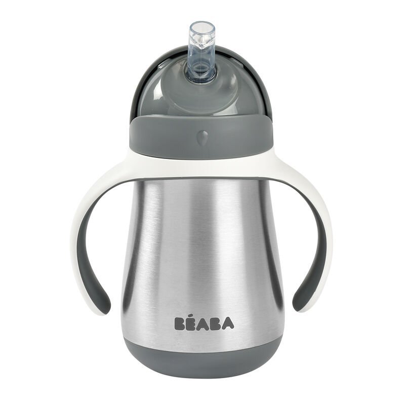 Cana cu pai din inox Beaba 250 ml Mineral Grey – imaginea 5