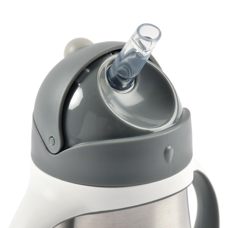 Cana cu pai din inox Beaba 250 ml Mineral Grey – imaginea 2