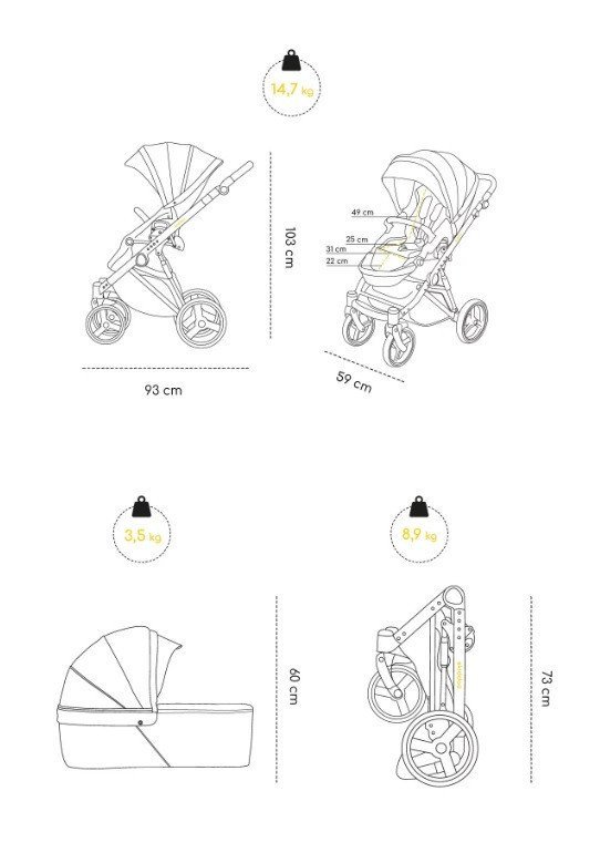 Carucior 2 in 1 Oslo+ Vanilla delight Skiddou Bej