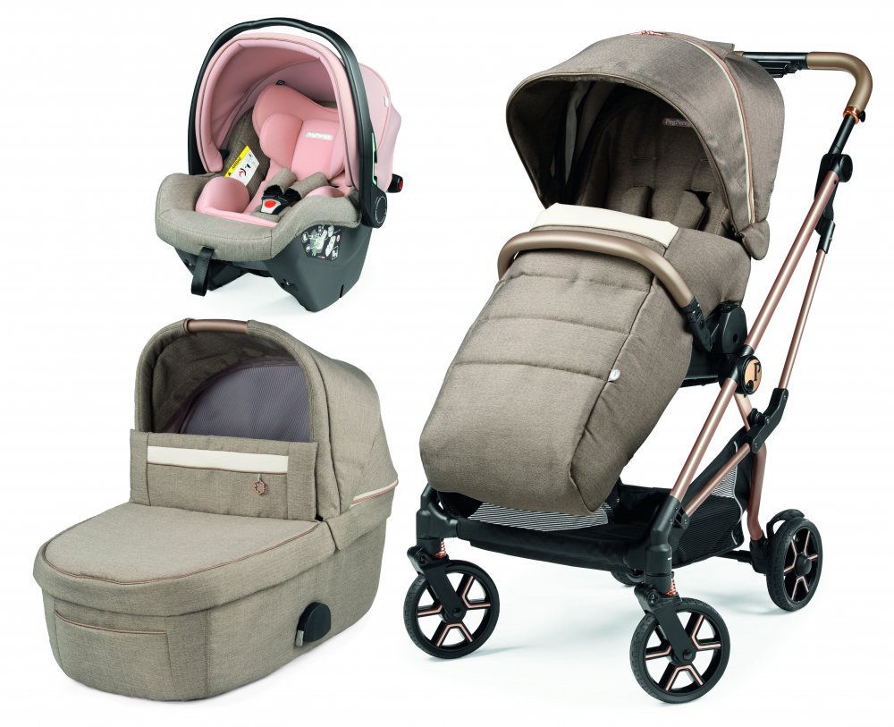 Carucior 3 in 1 Peg Perego Vivace SLK 0 – 22 kg Mon Amour bej roz i-Size – imaginea 7
