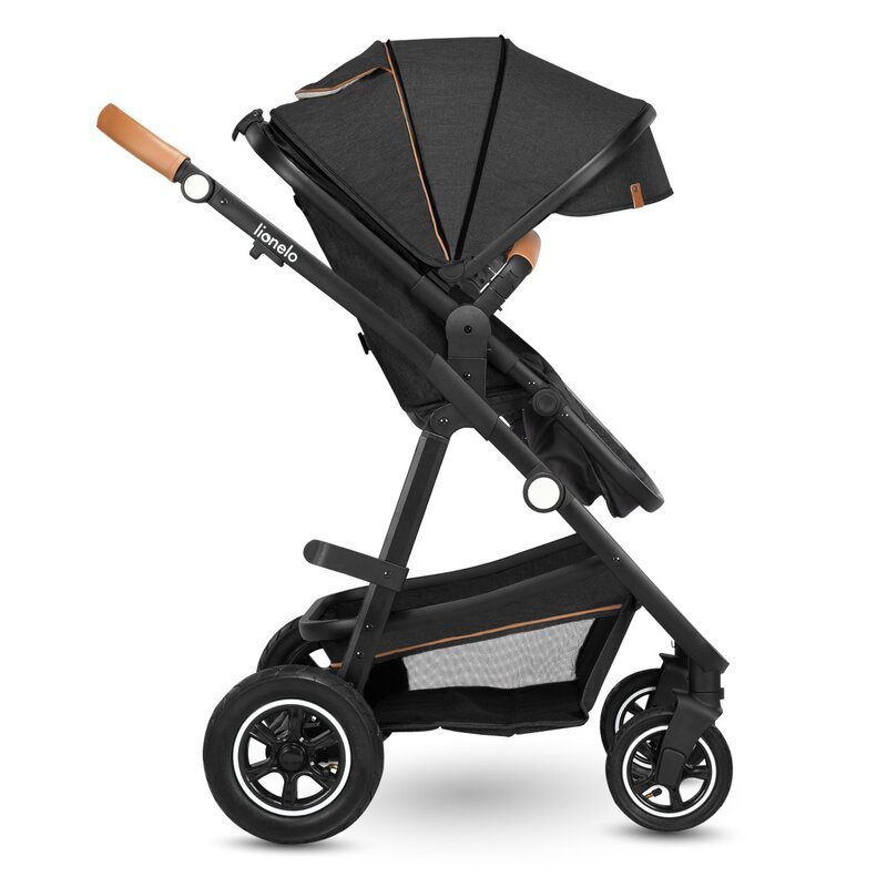 Carucior Lionelo Amber 2 in 1 Cadru aluminiu, Cu landou intarit si salteluta moale, Reversibil, Maner ajustabil, Huse pentru picioare, ploaie, Plasa de tantari, Geanta parinti, Sarcina maxima 22 kg, Standard de siguranta EN18