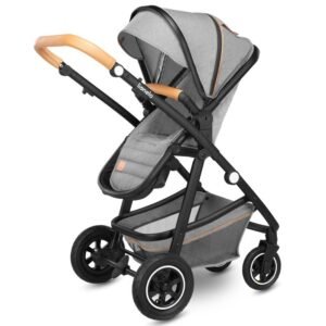 Carucior Lionelo Amber 3 in 1 Cadru aluminiu, Cu landou intarit si salteluta moale, Cu scoica auto testata ADAC, Reversibil, Maner ajustabil, Cu accesorii, Cu ventilatie panoramica 3D, Sarcina maxima 22 kg, Standard de sigura