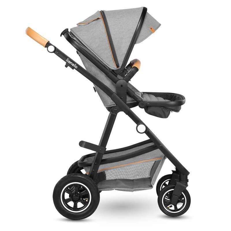 Carucior Lionelo Amber 3 in 1 Cadru aluminiu, Cu landou intarit si salteluta moale, Cu scoica auto testata ADAC, Reversibil, Maner ajustabil, Cu accesorii, Cu ventilatie panoramica 3D, Sarcina maxima 22 kg, Standard de sigura – imaginea 3