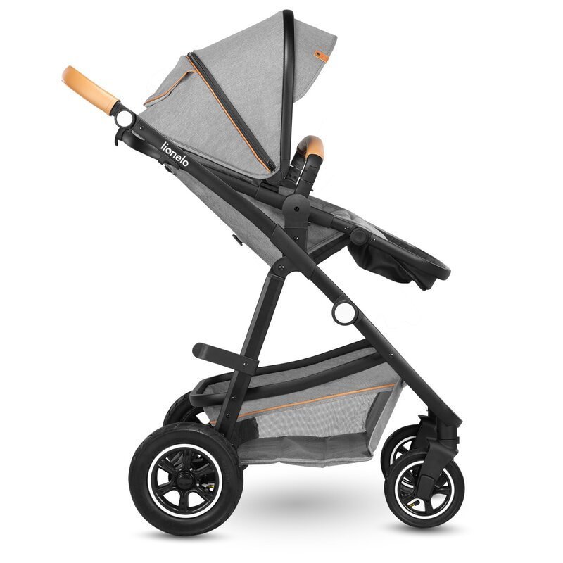 Carucior Lionelo Amber 3 in 1 Cadru aluminiu, Cu landou intarit si salteluta moale, Cu scoica auto testata ADAC, Reversibil, Maner ajustabil, Cu accesorii, Cu ventilatie panoramica 3D, Sarcina maxima 22 kg, Standard de sigura – imaginea 4