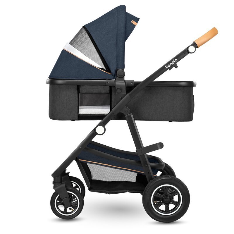 Carucior Lionelo Amber 3 in 1 Cadru aluminiu, Cu landou intarit si salteluta moale, Cu scoica auto testata ADAC, Reversibil, Cu accesorii, Geanta parinti, Sarcina maxima 22 kg, Standard de siguranta EN1888-1 EN1466 ECE R129, – imaginea 5