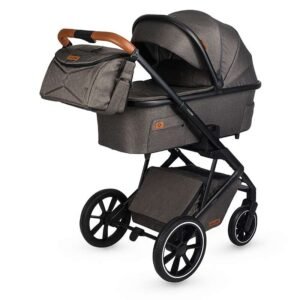Carucior modular 2in1 Coccolle Nessia certificat EN1881-2-2018 pana la 22 kg, Roti mari de cauciuc cu suspensie, Piesa reversibila, Landou cu saltea anti-reflux, Copertina XXL cu protectie UV 50+, Maner telescopic, Pliere com