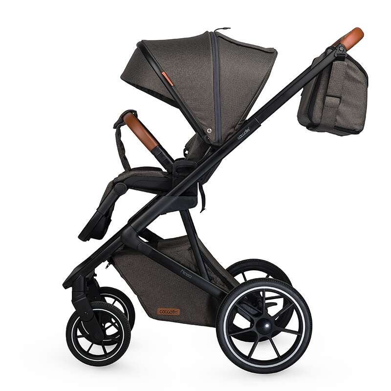Carucior modular 2in1 Coccolle Nessia certificat EN1881-2-2018 pana la 22 kg, Roti mari de cauciuc cu suspensie, Piesa reversibila, Landou cu saltea anti-reflux, Copertina XXL cu protectie UV 50+, Maner telescopic, Pliere com – imaginea 3