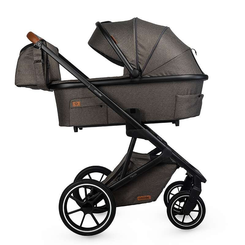 Carucior modular 2in1 Coccolle Nessia certificat EN1881-2-2018 pana la 22 kg, Roti mari de cauciuc cu suspensie, Piesa reversibila, Landou cu saltea anti-reflux, Copertina XXL cu protectie UV 50+, Maner telescopic, Pliere com – imaginea 4