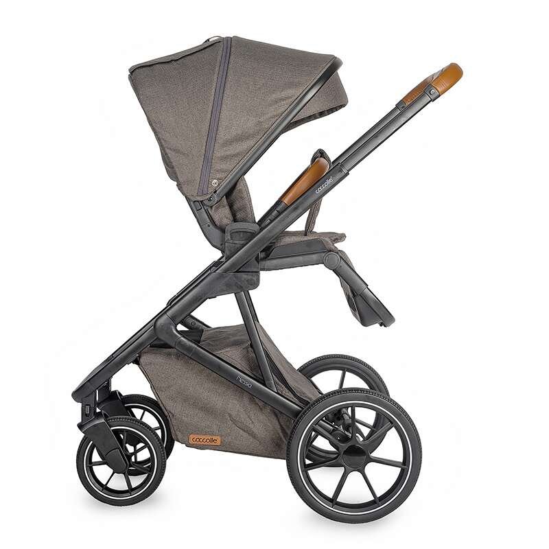 Carucior modular 2in1 Coccolle Nessia certificat EN1881-2-2018 pana la 22 kg, Roti mari de cauciuc cu suspensie, Piesa reversibila, Landou cu saltea anti-reflux, Copertina XXL cu protectie UV 50+, Maner telescopic, Pliere com – imaginea 5