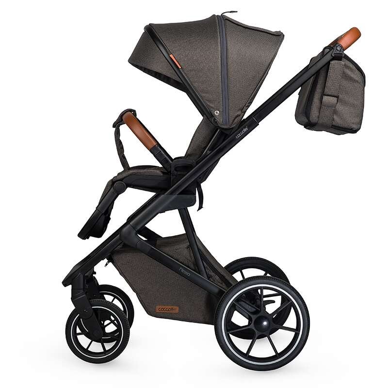 Carucior modular 2in1 Coccolle Nessia certificat EN1881-2-2018 pana la 22 kg, Roti mari de cauciuc cu suspensie, Piesa reversibila, Landou cu saltea anti-reflux, Copertina XXL cu protectie UV 50+, Maner telescopic, Pliere com – imaginea 7