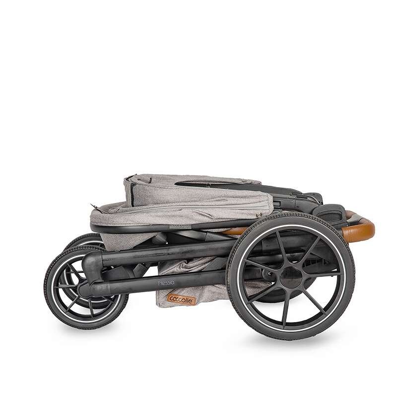 Carucior modular 2in1 Coccolle Nessia certificat EN1881-2-2018 pana la 22 kg, Roti mari de cauciuc cu suspensie, Piesa reversibila, Landou cu saltea anti-reflux, Copertina XXL cu protectie UV 50+, Maner telescopic, Pliere com – imaginea 4