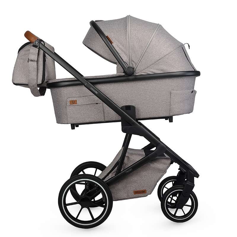 Carucior modular 2in1 Coccolle Nessia certificat EN1881-2-2018 pana la 22 kg, Roti mari de cauciuc cu suspensie, Piesa reversibila, Landou cu saltea anti-reflux, Copertina XXL cu protectie UV 50+, Maner telescopic, Pliere com – imaginea 6
