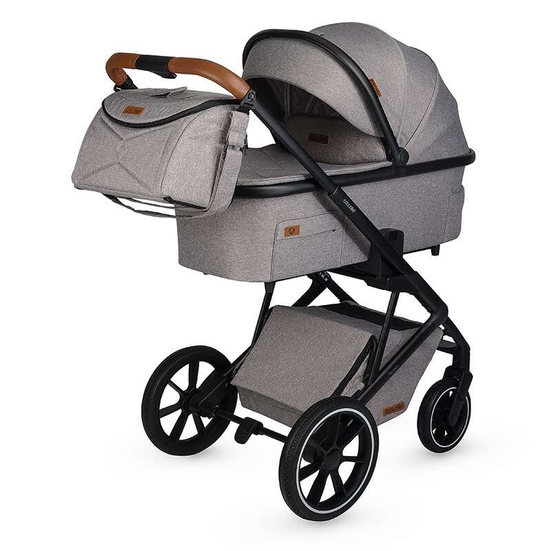 Carucior modular 2in1 Coccolle Nessia certificat EN1881-2-2018 pana la 22 kg, Roti mari de cauciuc cu suspensie, Piesa reversibila, Landou cu saltea anti-reflux, Copertina XXL cu protectie UV 50+, Maner telescopic, Pliere com – imaginea 7