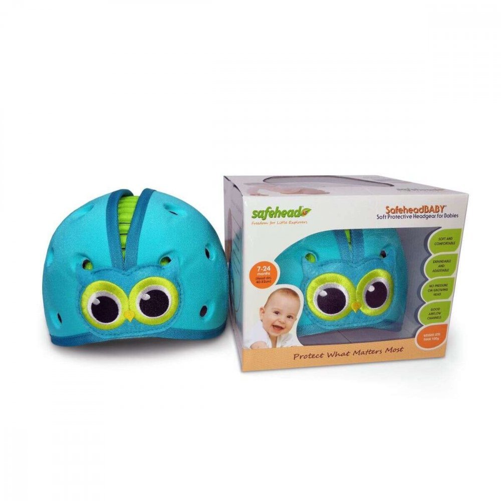 Casca protectie bebelusi cu spuma flexibila reglabila 7-24 luni albastra SafeHeadBaby Ladybird – imaginea 5