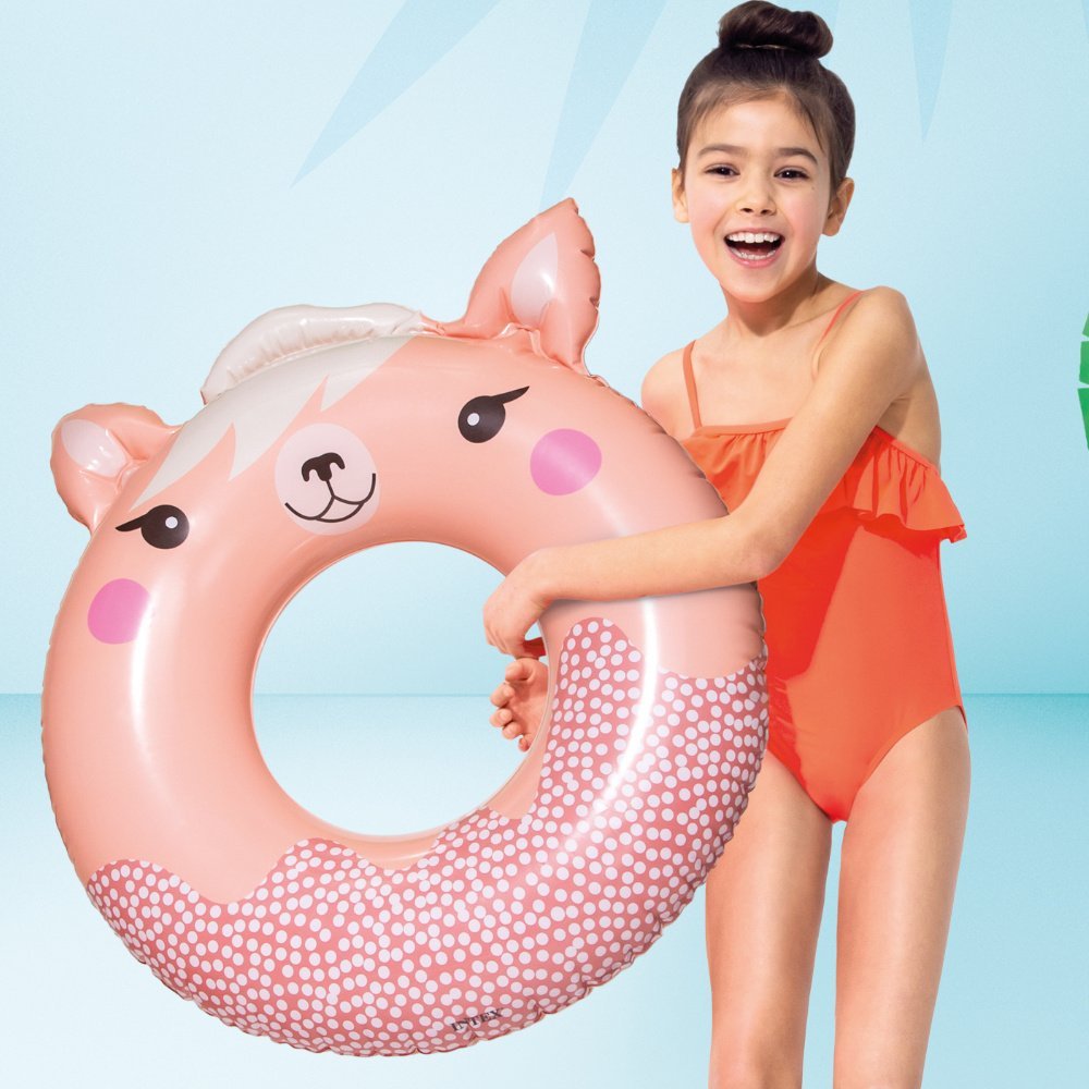Colac gonflabil pentru inot 84cm x 76cm Animalut Roz – imaginea 3
