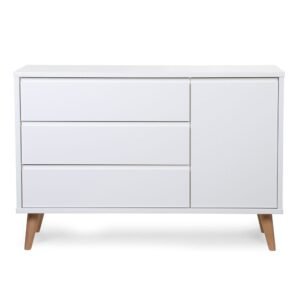 Comoda Childhome Retro Rio 133x50x90 cm cu masa de infasat Mdf Alb