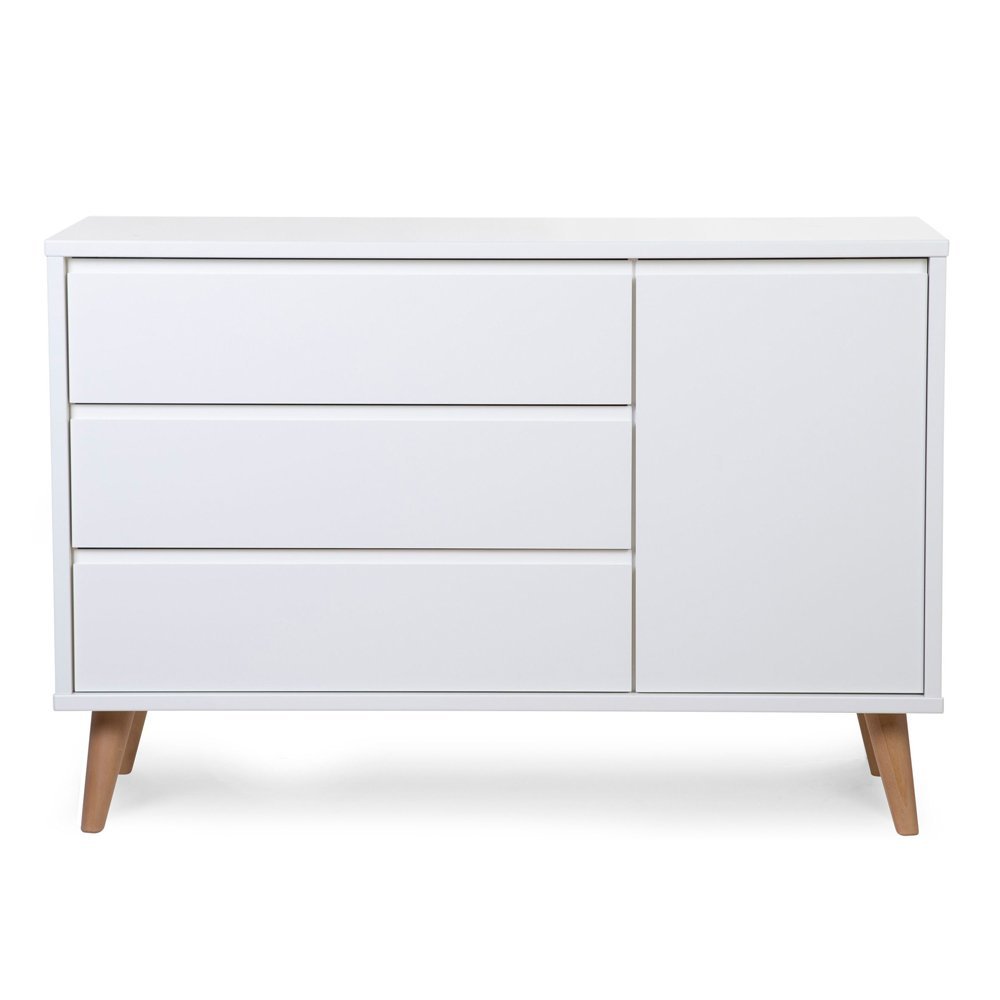 Comoda Childhome Retro Rio 133x50x90 cm cu masa de infasat Mdf Alb