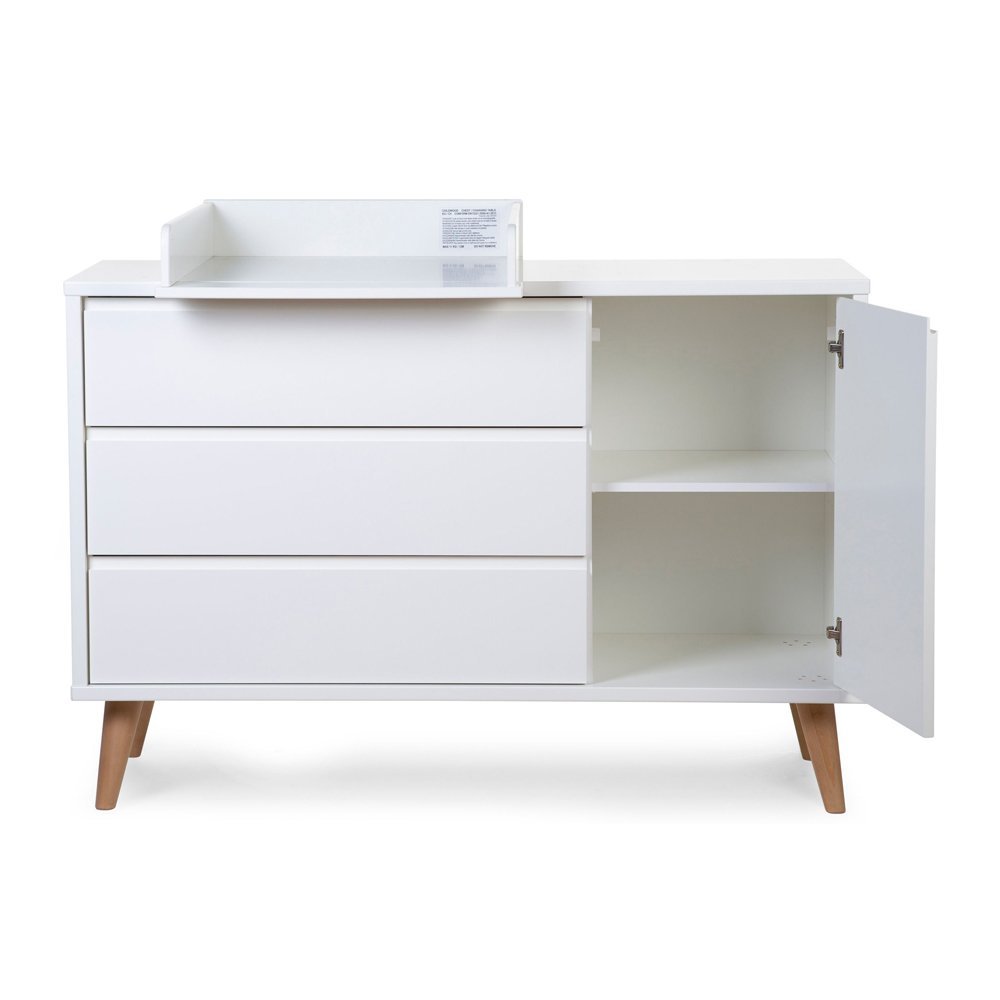 Comoda Childhome Retro Rio 133x50x90 cm cu masa de infasat Mdf Alb – imaginea 2
