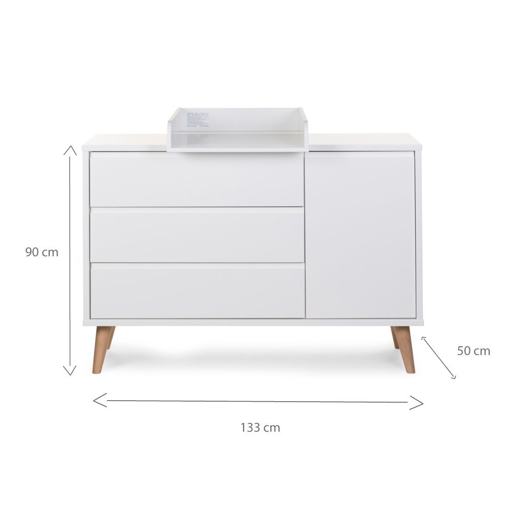 Comoda Childhome Retro Rio 133x50x90 cm cu masa de infasat Mdf Alb – imaginea 3