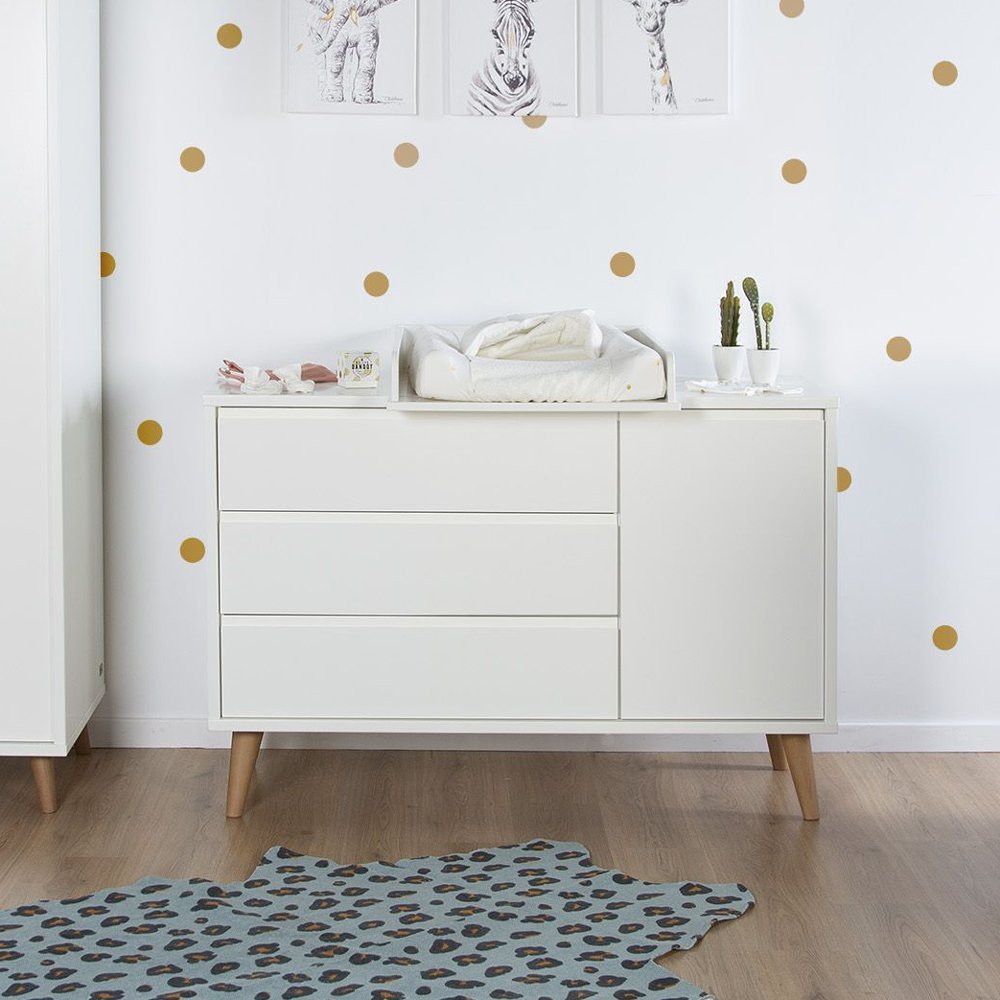 Comoda Childhome Retro Rio 133x50x90 cm cu masa de infasat Mdf Alb – imaginea 4