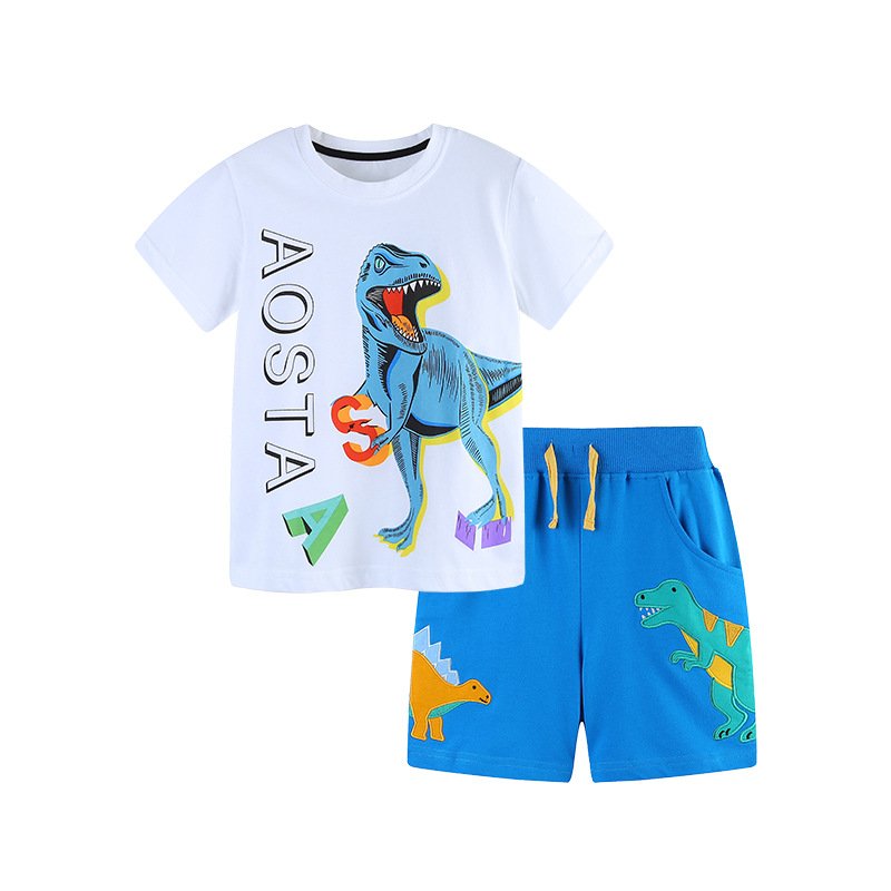 Compleu 2 Piese Băieți Tricou Alb și Pantaloni Albaștri Axel – 6-7 ani – imaginea 2