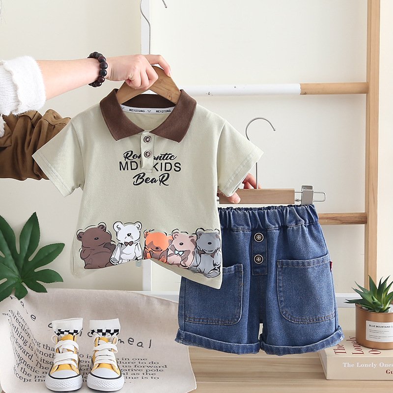 Compleu 2 Piese Băieți Tricou și Pantaloni Denim Sergiu – 3-4 ani