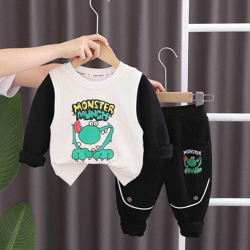 Compleu Negru Baieti Monster – 12-18 luni – imaginea 3