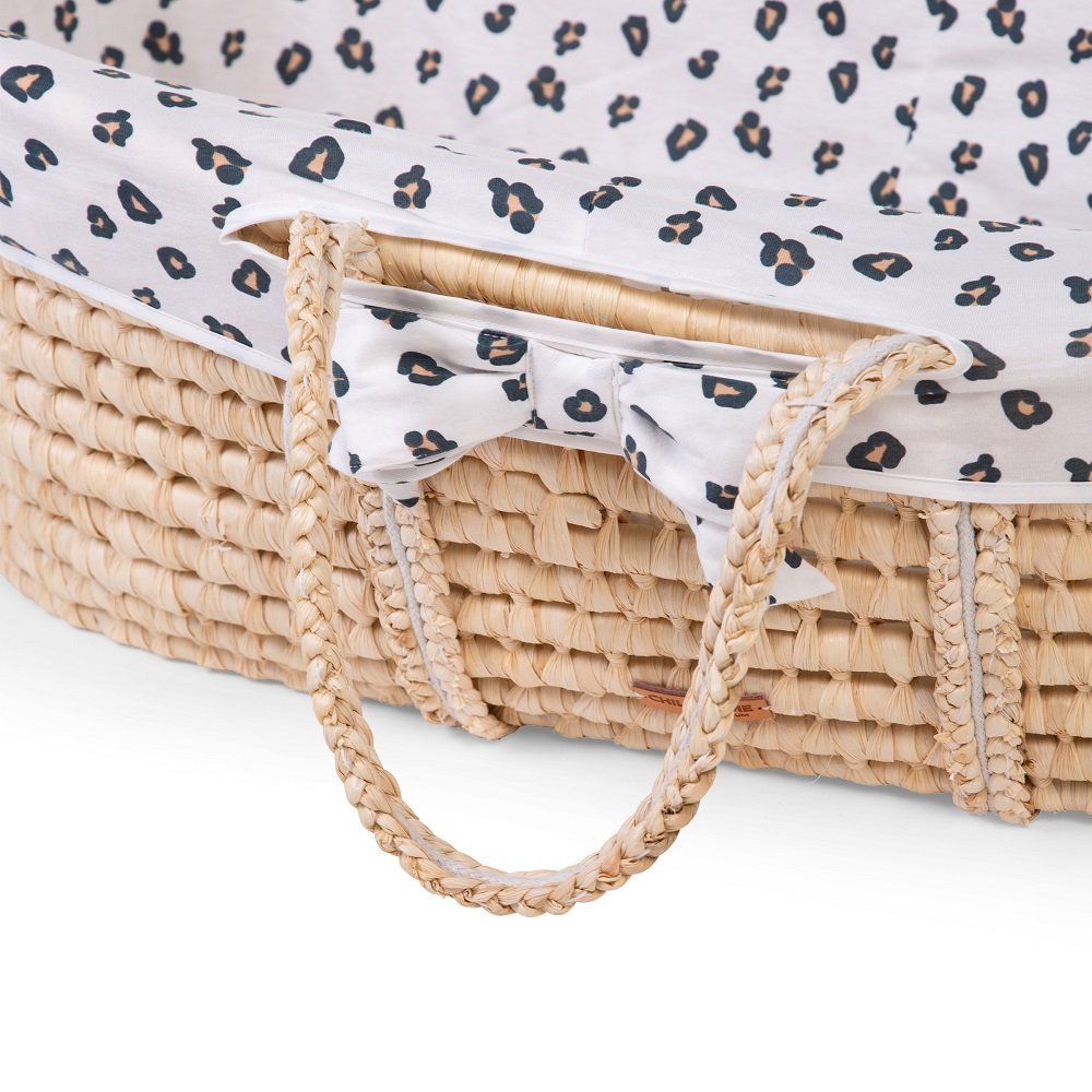 Cos bebe Childhome Moise Leopard din coji de porumb cu saltea husa jerse detasabila si lavabila, usor de transportat, dimensiuni  84 x 47 x 29 cm – imaginea 2