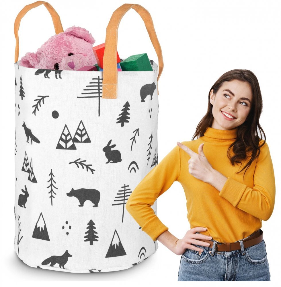 Cos din bumbac 35×45 cm pentru depozitarea hainelorjucariilor Nukido Alb – imaginea 4