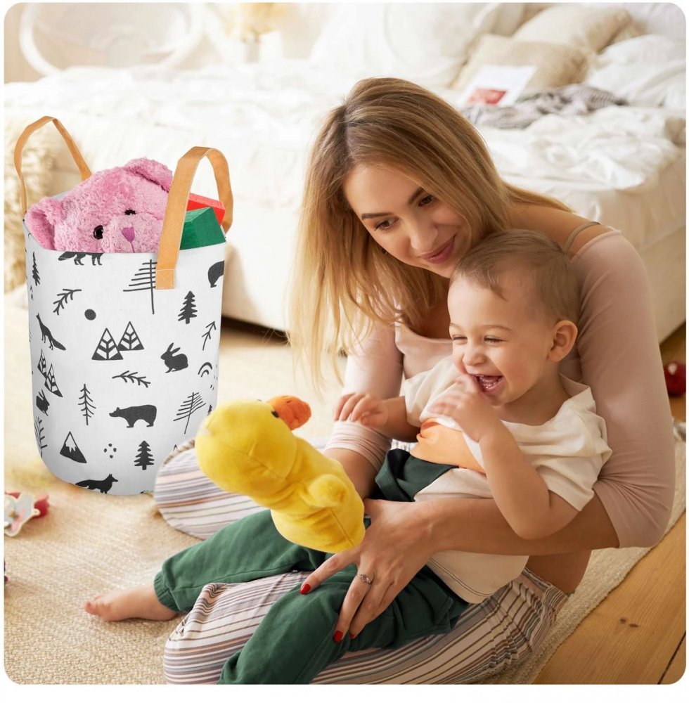 Cos din bumbac 35×45 cm pentru depozitarea hainelorjucariilor Nukido Alb – imaginea 5