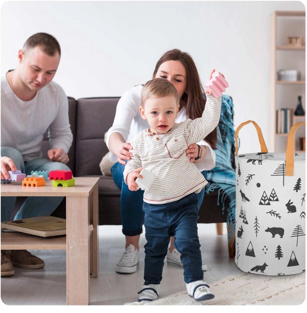 Cos din bumbac 35×45 cm pentru depozitarea hainelorjucariilor Nukido Alb – imaginea 7