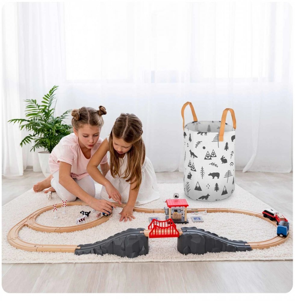 Cos din bumbac 35×45 cm pentru depozitarea hainelorjucariilor Nukido Alb – imaginea 8