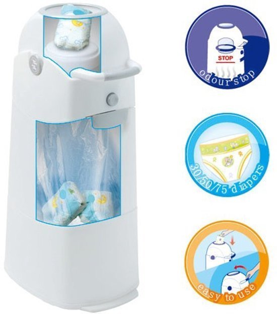 Cos ermetic pentru scutece Diaper Champ capacitate 30 scutece Regular Silver – imaginea 2