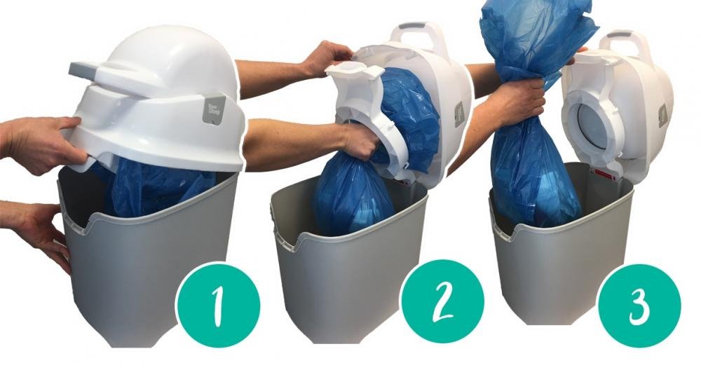Cos ermetic pentru scutece Diaper Champ capacitate 30 scutece Regular Silver – imaginea 3